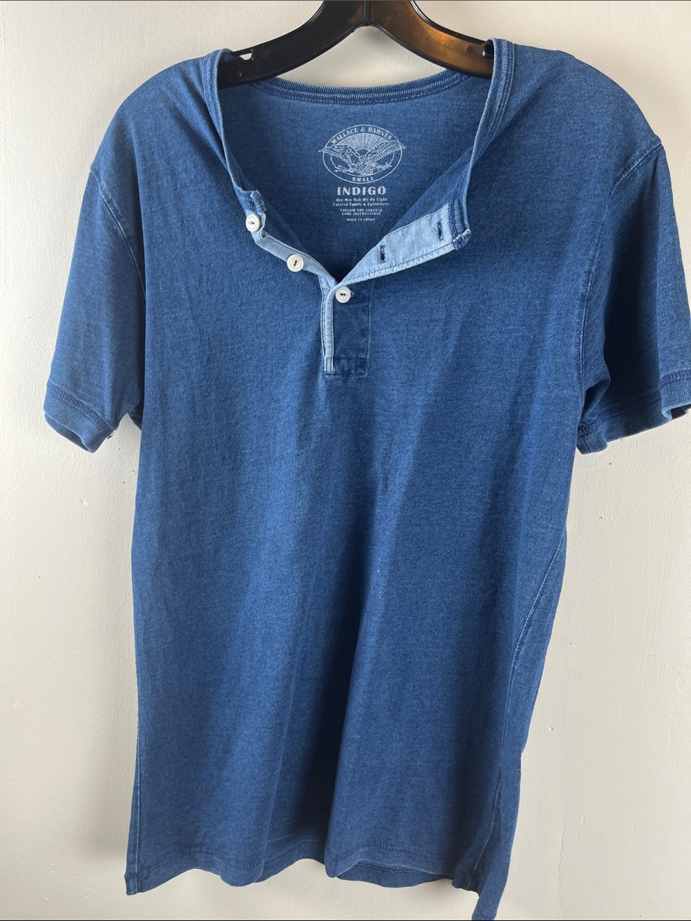 Men's J.Crew Wallace & Barnes Indigo Short-Sleeve Henley Size Small